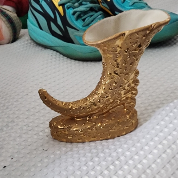 VINTAGE EUC WEEPING BRIGHT GOLD 22K GOLD HORN OF PLENTY CORNUCOPIA VASE - Picture 1 of 4